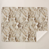 Eleganter, 3D-Stilweißer Flora Relief Sherpadecke (Vorderseite (Horizontal))