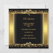 Eleganter 40. Geburtstag Gold Black Jewel Bow Einladung (Rückseite)