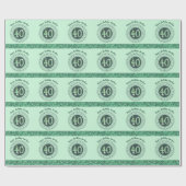 Eleganter 40. Geburtstag Grüner Glitzer mit Streif Geschenkpapier (Flach)