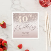 Eleganter 40. Geburtstag Party Rose Gold Glitzer Serviette (Beispiel)