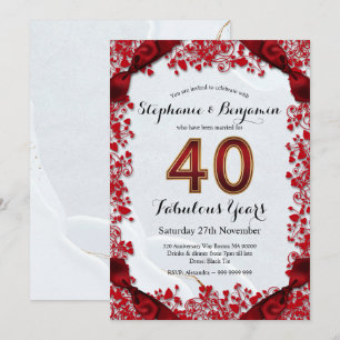 Eleganter 40. Hochzeitsjubiläums-Rubin-Chic-Rahmen Einladung