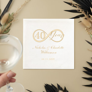 Eleganter 40. Hochzeitstag Meilenstein Unendliche  Servietten Mit Folie