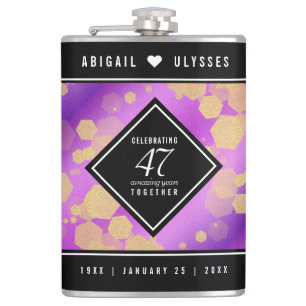 Eleganter 47. Amethyst-Hochzeitsjubiläum Flachmann