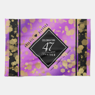 Eleganter 47. Amethyst-Hochzeitstag Geschirrtuch