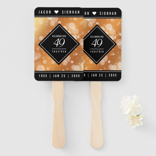 Eleganter 49. Geburtstag der Kupferhochzeit Fächer (Vorne und Hinten)