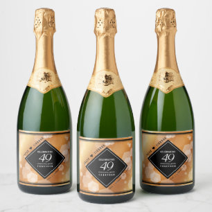Eleganter 49. Geburtstag der Kupferhochzeit Schaumweinetikett