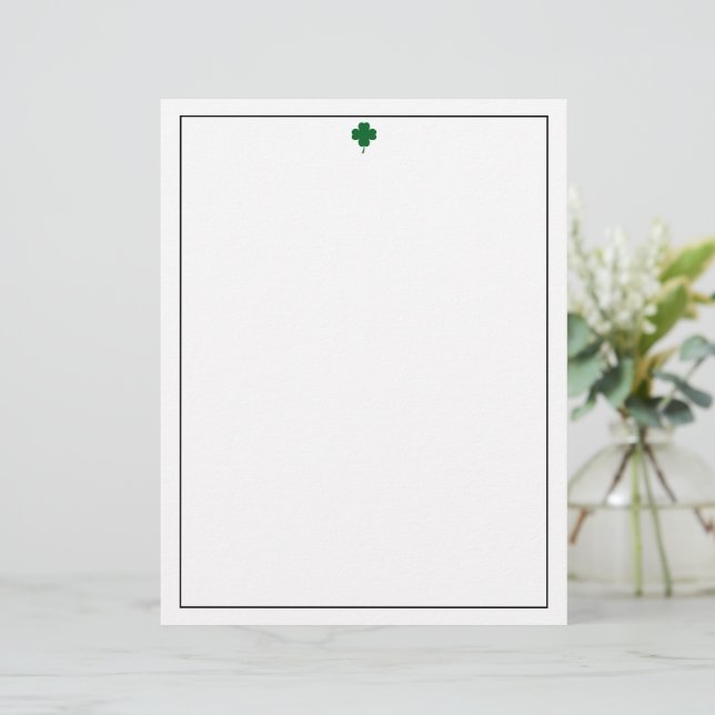 Eleganter 4-Blatt-Klee-Briefkopf Stilvolles Papier Briefbogen (Stehend Vorderseite)