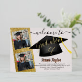 Eleganter 4-Foto-Abschluss Folieneinladung (Stehend vorne)