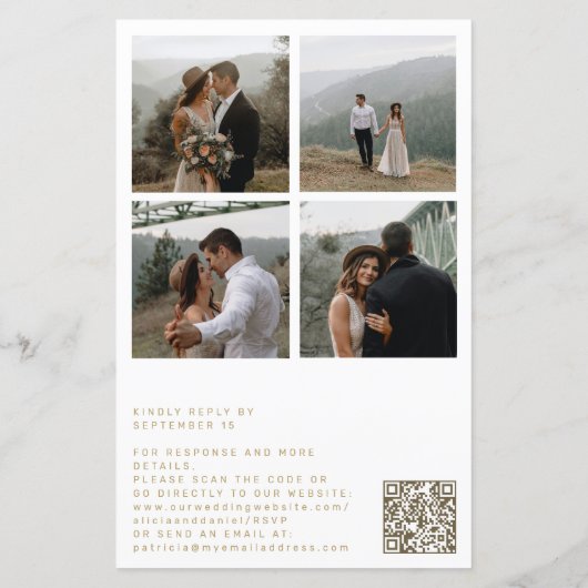 Eleganter 4-Foto QR-Code in einer Hochzeit (Rückseite)