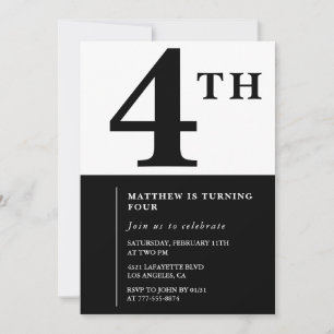 Eleganter 4. Geburtstag Einladung Black Chic Moder