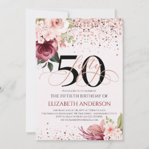 Eleganter 50. Blumengeburtstag Einladung