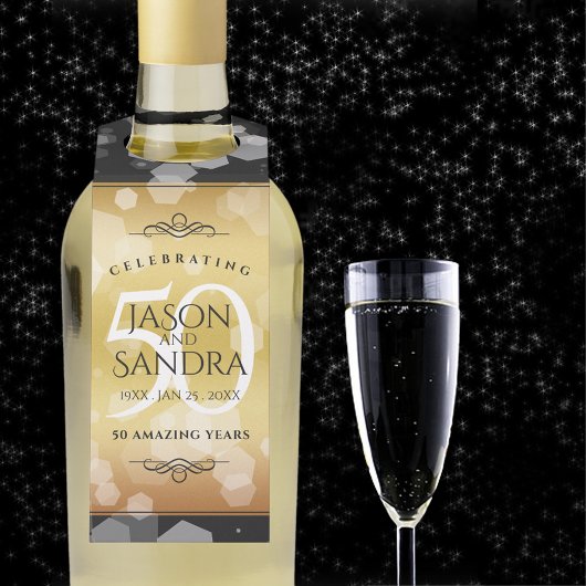 Eleganter 50. Geburtstag der Goldenen Hochzeit Flaschenanhänger