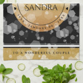 Eleganter 50. Geburtstag der Goldenen Hochzeit Geschirrtuch (Gefaltet)