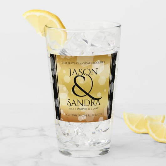 Eleganter 50. Geburtstag der Goldenen Hochzeit Glas (Vorderseite Ice)