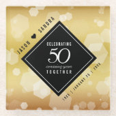 Eleganter 50. Geburtstag der Goldenen Hochzeit Glasuntersetzer (Vorderseite)