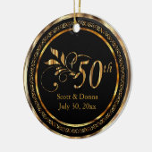Eleganter 50. Geburtstag der Goldenen Hochzeit Keramikornament (Links)