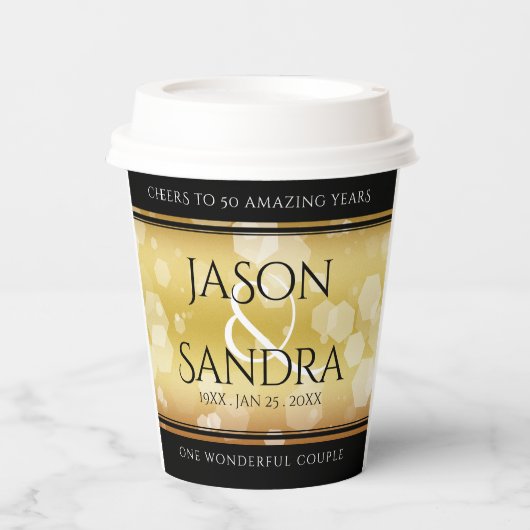 Eleganter 50. Geburtstag der Goldenen Hochzeit Pappbecher (Vorderseite)