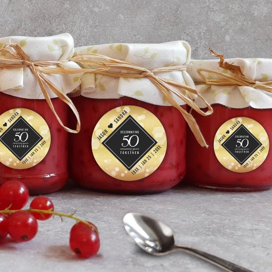 Eleganter 50. Geburtstag der Goldenen Hochzeit Runder Aufkleber