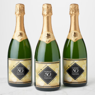 Eleganter 50. Geburtstag der Goldenen Hochzeit Schaumweinetikett