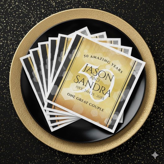 Eleganter 50. Geburtstag der Goldenen Hochzeit Serviette