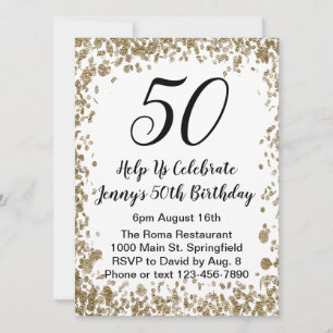 Eleganter 50. Geburtstag Einladung für sie in Gold