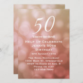 Eleganter 50. Geburtstag Einladung für sie in Rosa (Vorne/Hinten)