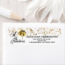 Eleganter 50. Geburtstag Gold Confetti Schwarzer T