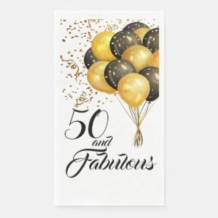 Eleganter 50. Geburtstag Gold Confetti Schwarzer T Serviette