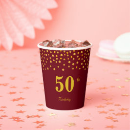 Eleganter 50. Geburtstag & Goldene Konfetti auf Bu Pappbecher