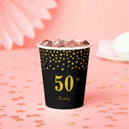 Eleganter 50. Geburtstag & goldene Konfetti auf sc Pappbecher