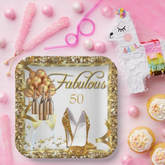 Eleganter 50. Geburtstag Pappteller (Party)