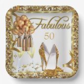 Eleganter 50. Geburtstag Pappteller (Vorderseite)