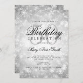 Eleganter 50. Geburtstags-silbernes Einladung (Vorne/Hinten)