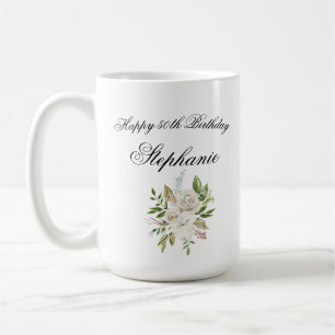 Eleganter 50. Geburtstagsblumenstrauß Kaffeetasse