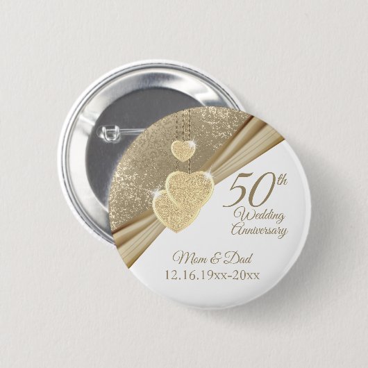 Eleganter 50. Hochzeitstag Button (Vorne & Hinten)
