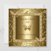 Eleganter 50. Hochzeitstag Gold Butterfly Einladung (Vorderseite)