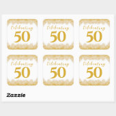 Eleganter 50. Hochzeitstag Imitats Gold Glitzer Quadratischer Aufkleber (Blatt)