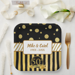 Eleganter 50. Hochzeitstag Pappteller