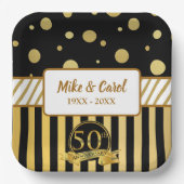 Eleganter 50. Hochzeitstag Pappteller (Vorderseite)