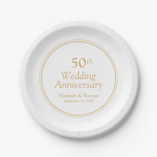 Eleganter 50. Hochzeitstag Pappteller (Vorderseite)