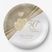 Eleganter 50. Hochzeitstag Pappteller (Vorderseite)