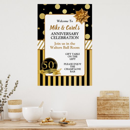 Eleganter 50. Hochzeitstag Poster (Küche)