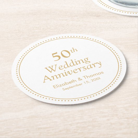 Eleganter 50. Hochzeitstag Runder Pappuntersetzer (Angewinkelt)