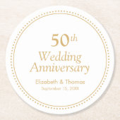 Eleganter 50. Hochzeitstag Runder Pappuntersetzer (Vorderseite)