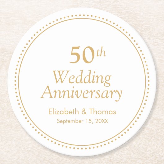Eleganter 50. Hochzeitstag Runder Pappuntersetzer (Vorderseite)