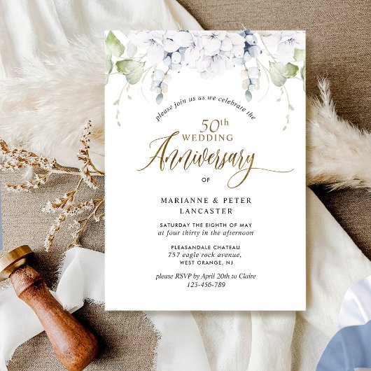 Eleganter 50. (oder anderer) Jahrestag der Hochzei Einladung