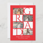 Eleganter 5-Foto-Graduate--Hellroter Abschluss Ankündigung (Vorderseite)