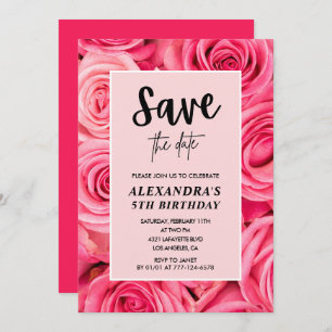 Eleganter 5. Geburtstag Floral Rose Save the Date Einladung
