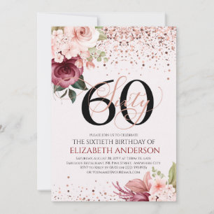 Eleganter 60. Blumengeburtstag Einladung