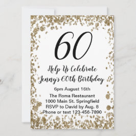 Eleganter 60. Geburtstag Einladung für sie in Gold